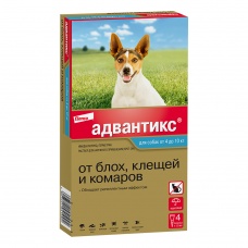 Адвантикс для собак от 4 до 10кг, пип 1 мл (4 пип/уп)