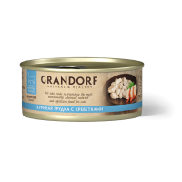 GRANDORF Консервы для кошек, куриная грудка с креветками в бульоне, 70 г