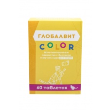 Глобалвит Color Мультивитаминное лакомство с биотином и вкусом сыра для кошек 60 т