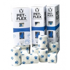 Pet-Flex бинт самофикс. (KRUUSE) белый с голубыми лапками