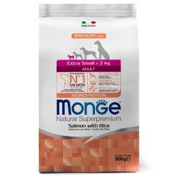 Monge Dog Monoprotein Extra Small корм для взрослых собак миниатюрных пород лосось с рисом