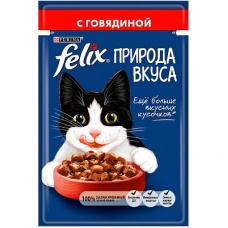 Felix Природа вкуса пауч консервы для взрослых  кошек с говядиной 85 г.