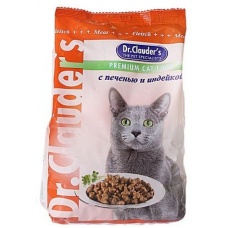 Dr. Cluader's cухой корм с ПЕЧЕНЬЮ И ИНДЕЙКОЙ для кошек, 400 г