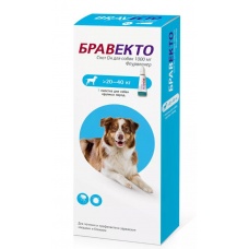 Бравекто Спот Он для собак от 20 до 40 кг, 1000 мг (1 пип/уп)