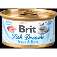 БРИТ консервы для кошек Fish Dreams Форель и тунец 80г