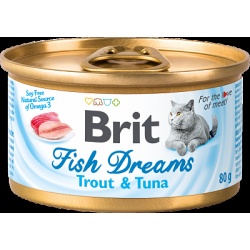 БРИТ консервы для кошек Fish Dreams Форель и тунец 80г