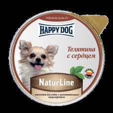 ХэппиДог Natur Line Паштет для собак, Телятина с сердцем, ламистер 0,125 кг 72251