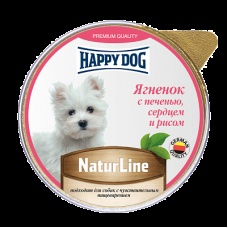 ХэппиДог Natur Line Паштет для собак, Ягненок с печенью, сердцем и рисом ламистер 0,125 кг 72252
