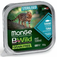 Monge Cat BWild GRAIN FREE беззерновые консервы из тунца с овощами для стерилизованных кошек 100г