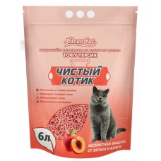 Наполнитель для кошачьего туалета Чистый котик комкующийся ТОФУ ПЕРСИК 6 л (2,9 кг)