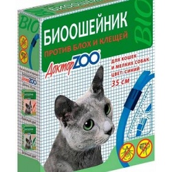 Ошейник БИО Доктор Зоо от блох для кошек и мелк.собак 35см, синий