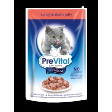 PreVital Premium консервы с индейкой и говядиной в желе для кошек, 100 г