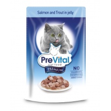 PreVital Premium консервы с лососем и форелью в желе для кошек, 100 г