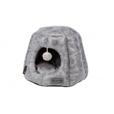 SCRUFFS Лежак-домик для кошек "Knightsbridge Cat Igloo", экокожа, серый, 48x48x38см