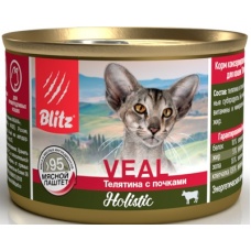Blitz Holisticконсервы для кошек мясной паштет Телятина с почками, 200 г