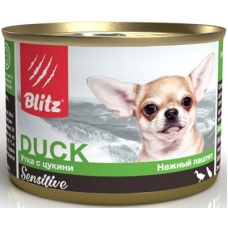 Blitz Sensitiveконсервы для собак паштет Утка с цукини, 200 г