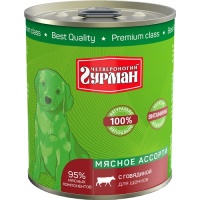 Четвероногий Гурман консервы для щенков Мясное ассорти с Говядиной