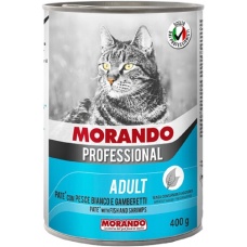 Morando Professional консервы для кошек паштет с Белой рыбой и креветками