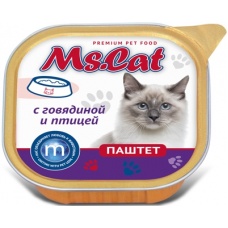 Ms.Catконсервы для кошек паштет с Говядиной и птицей