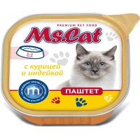 Ms.Cat консервы для кошек паштет с Курицей и индейкой