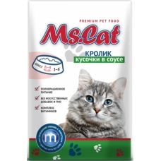 Ms.Cat пауч для кошек кусочки с Кроликом в соусе
