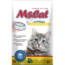 Ms.Cat пауч для кошек кусочки с Курицей в соусе