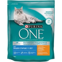 Purina One сухой корм для кошек старше 11 лет курица злаки